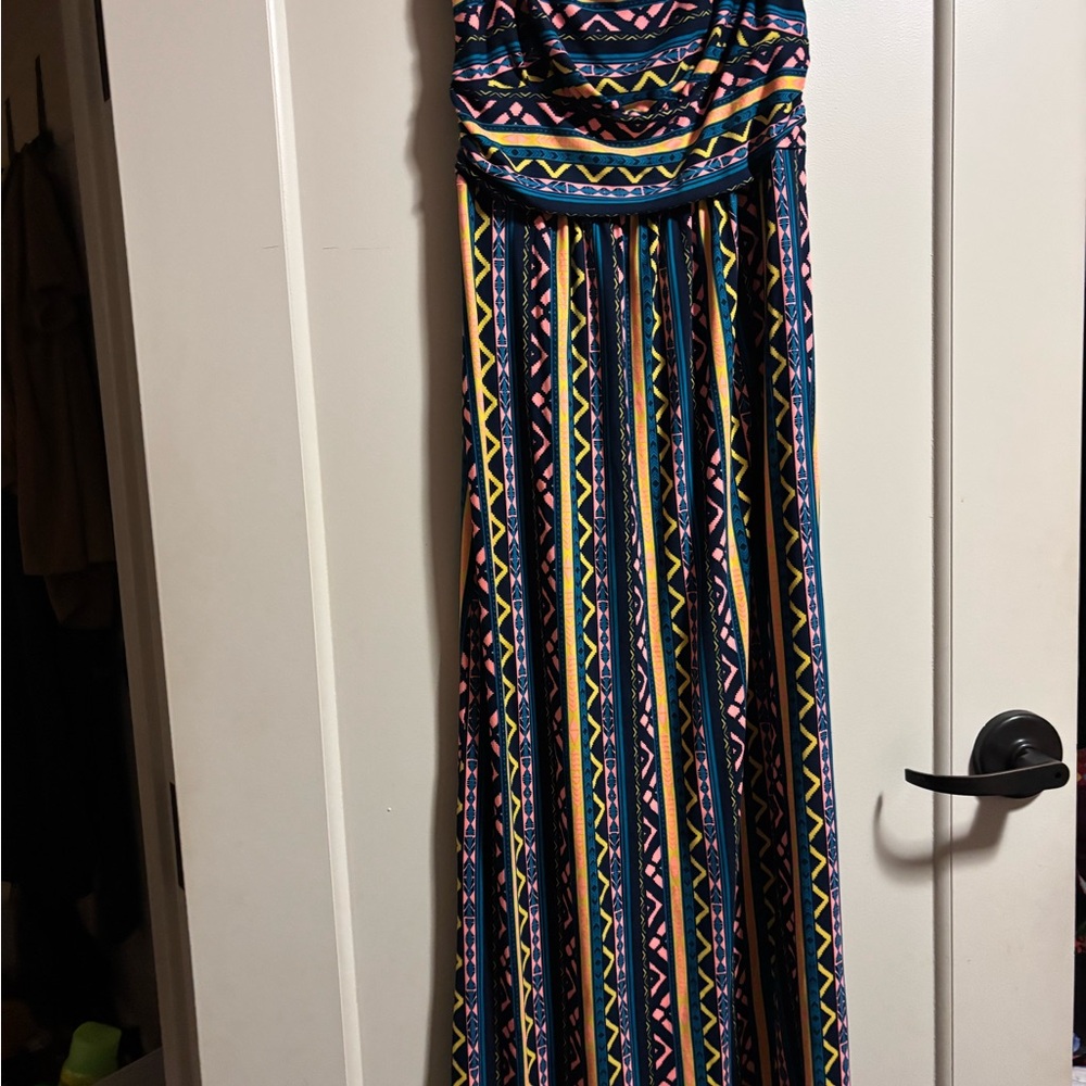 Women's Navy Aztec Stripe Maxi Dress - Multicolor - Picture 2 of 3